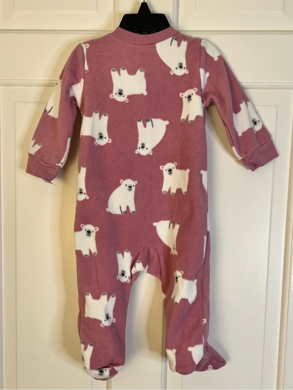 Carter's Dusty Rose Polar Bear Fleece Footed One-Piece NWOT